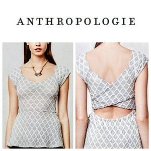 Anthropologie Deletta Diamond Lace Peplum Top